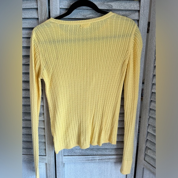 RALPH LAUREN POLO JEANS CO Yellow Long Sleeve Ribbed Fitted Top Women’s Medium - Picture 5 of 9